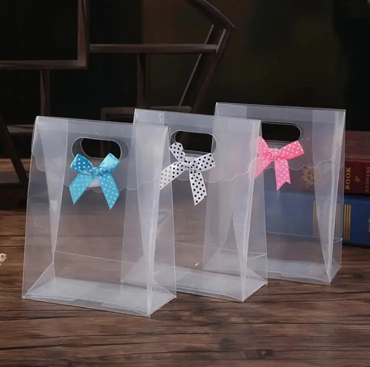 

100PCS Transparent Clear Gift Candy Box Square PVC Chocolate Bag Boxes Wedding Favor Party Event Decoration caja de dulces