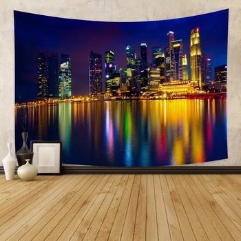 

Tapestry Artwork Hong Kong city night view Wall Hanging Tapestries Decor Wall Cloth Bedspread Beach Towel Home Decoration