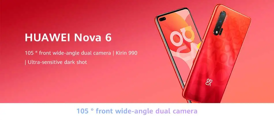 Huawei Nova 6 8 Гб 128 Гб Смартфон 40 МП AI камера s мобильный телефон 32 МП фронтальная камера 6,57 ''полный экран Kirin 990 Android 10