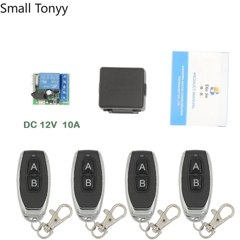 

433MHz Universal Remote Control DC 12V 10Amp 1CH rf Relay Receiver and Transmitter for Electric curtain and garage door Control