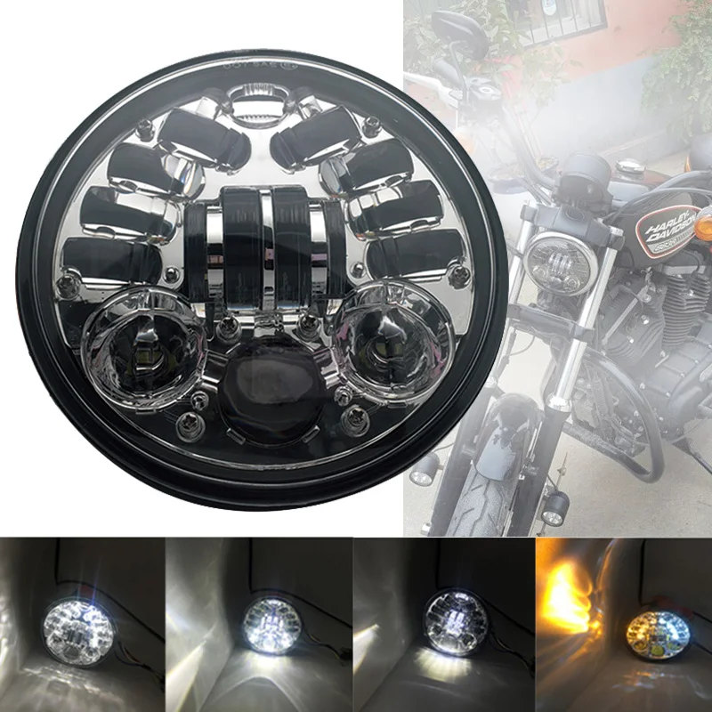 5.75 inch Headlamp For Harley Dyna Sportster 1200 883 Parts DRL Turn Signal Light Motor 5.75&quotProjector LED Moto Headlights |
