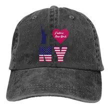 Я люблю Нью-Йорк папа мыть бейсболки джинсовые шляпы Регулируемые Женщины