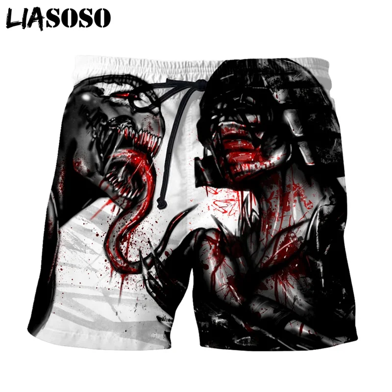 LIASOSO новые шорты с 3D принтом унисекс фильм Веном Carnage Человек-паук Летние Пляжные Шорты повседневные шорты Уличная одежда G3060