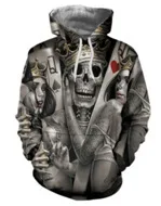 

Hot New Style 3D Printed CROWN Skull Hooded Baseball Uniform COUPLE'S Hoodie