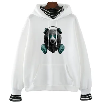 

Dj Bear Winter&spring Long Sleeve Crop Tops Sweatshirt For Women Printed Pullover Harajuku Vogue 90s Hip Hop 90s