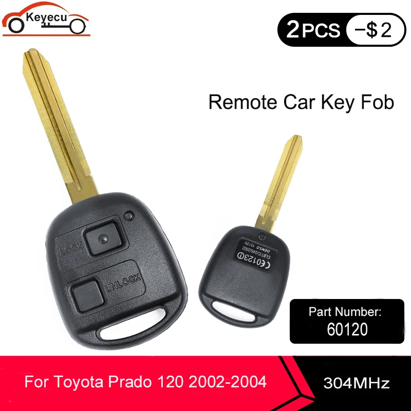 Дистанционный ключ KEYECU 2 шт./лот брелок с кнопками для Toyota Prado 120 2002 2003 2004 P/N:60120 304