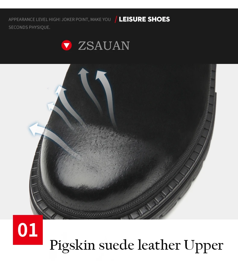 ZSAUAN/Новое поступление; зимние мужские ботинки; ботинки «Челси» с вышитым волком; повседневная мужская обувь с круглым носком; замшевая обувь из свиной кожи