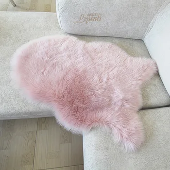 

Modern Imitation Wool Rugs Furry Mats Faux Fur Area Rug for Kid Room Decoration Pink White Long Plush Hairy Floor Rugs
