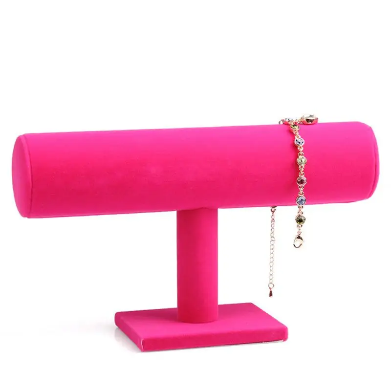 Portable Velvet/PU Leather Bracelet Bangle Necklace Display Stand Holder Watch Jewelry Organizer T-Bar Rack Droppshiping 2
