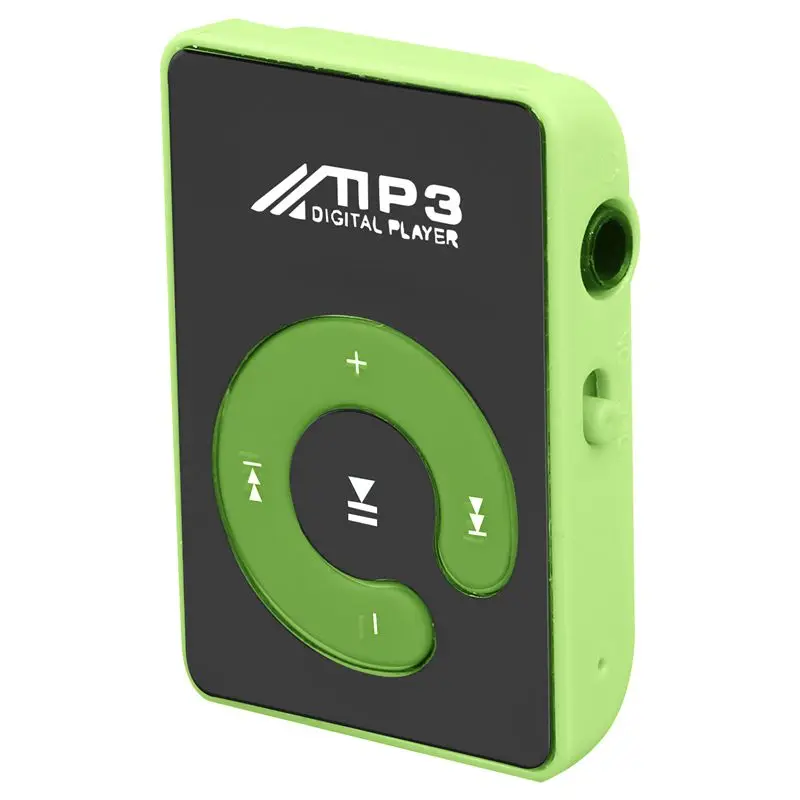 Мини Зеркало Клип USB цифровой Mp3 музыкальный плеер Поддержка 8 Гб SD TF карта зеленый
