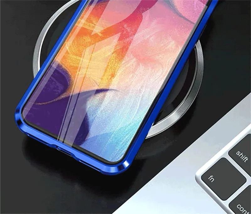 Магнитный поглощающий металлический чехол s для samsung Galaxy A50, чехол для телефона, двустороннее стекло, 360, противоударный чехол для samsung Galaxy A50