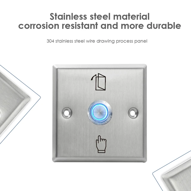 NC/NO/COM Metal Stainless Door Exit Switch Release LED Light Push Button Offering Reliable Operation and Visibility Ideal Access 4