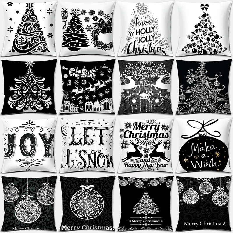 

Fashion Christmas Cool Black Series Pattern Pillowcase Square Pillowcase Home Office Decoration Pillowcase