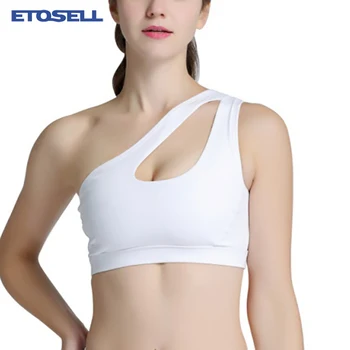 

Stylish One Shouder Fitness Bras for Women Quick Dry Workout Bralette Shockproof Solid Sexy Bra Tops Underwear BH soutien gorge