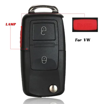 

jingyuqin Flip Folding 2+1 Panic 3Buttons Car Remote Key Shell Case Fob For Volkswagen Vw Jetta Golf Passat
