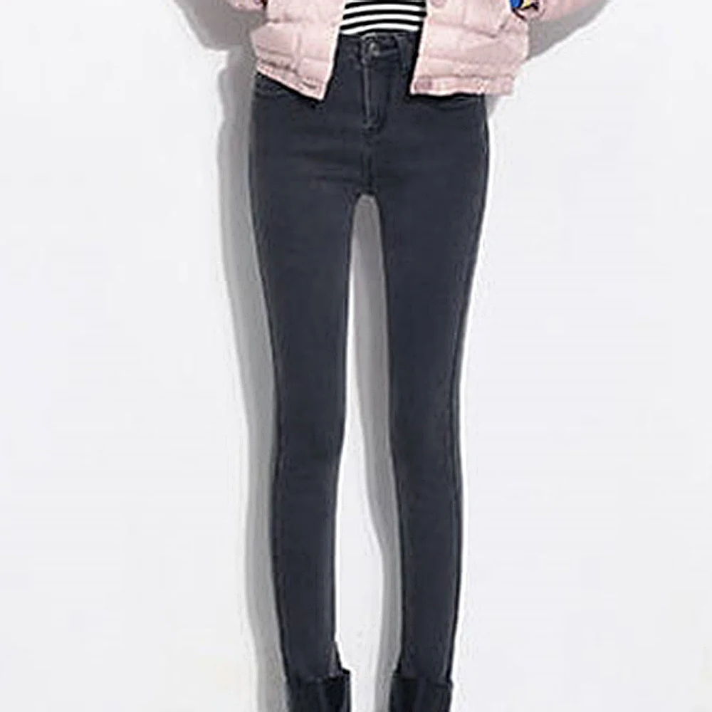 WENYUJH Winter Warm Plus Size Jeans for Women High Waist Skinny Thick Trousers Stretch Velvet Denim Pants Streetwear Pantalon