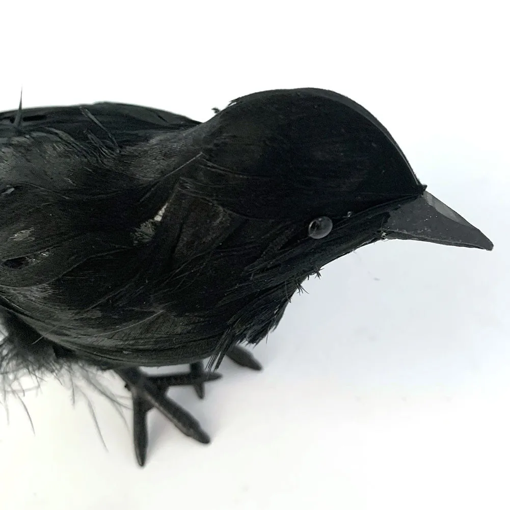 2019 New Raven Feather Art Artificial Halloween Artificial Feathered Crows Raven Model Party Props Garden Yard Decor