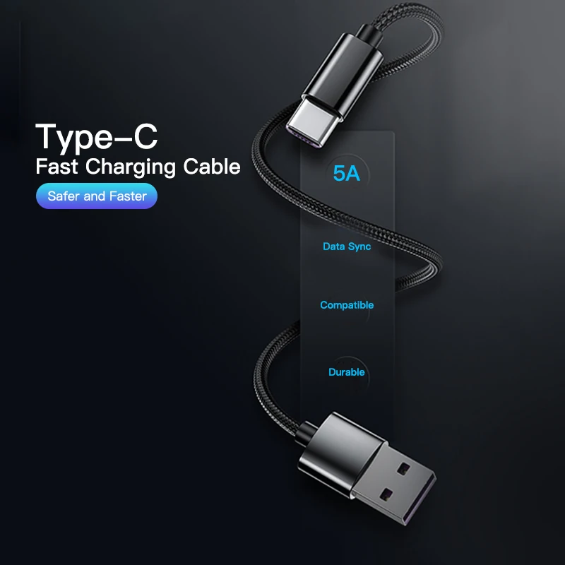 Зарядный кабель USB Type C 5 А с поддержкой быстрой зарядки|Кабели для мобильных