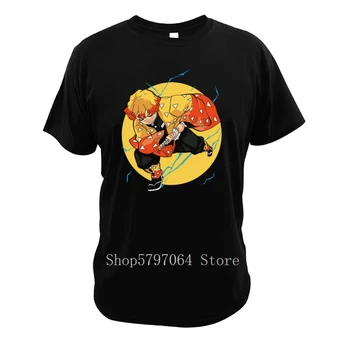

Demon Slayer Kimetsu No Yaiba T Shirt Zenitsu Agatsuma Digital Crew Neck Size 3XL Print High Quality Parody Tops Japanese Tshirt
