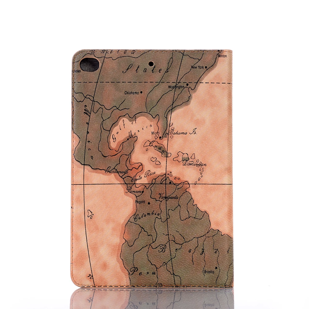 Cartoon Flip Coque for iPad mini 2 mini 3 Case Print Map PU Leather Slot Card Stand Funda for iPad mini 1 2 3 Case Folio 7.9''   (2)