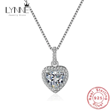 

Hot Sale Fashion 925 Sterling Silver Heart Zircon Pendant Necklaces Wedding Party CZ Charm Clavicle Necklace Women Jewelry Gift