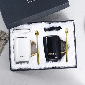 

400ml European Style Ceramic Coffee Cup Set Porcelain Cups With Lid And Spoon Water Tea Mug Breakfast Milk Mugs For Home Office