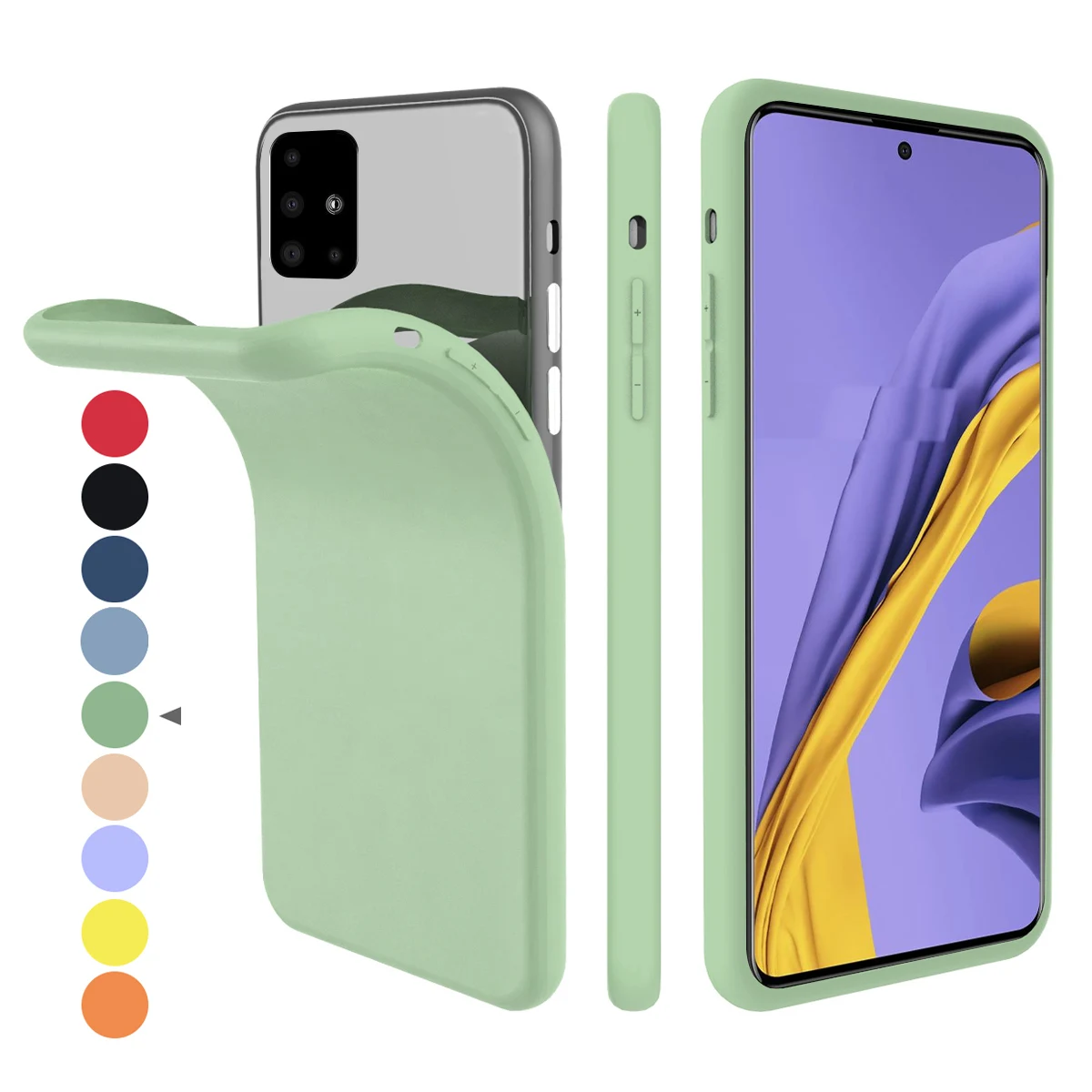 Для samsung Galaxy A51 задний Чехол тонкий мягкий ТПУ чехол для телефона Встроенный бархатный материал Анти-Царапины защитный чехол Coque Funda - Цвет: Tea Green
