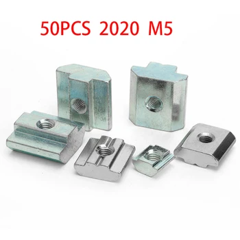 

50pcs/lot T Sliding Hammer Nut block Square nuts M5 Nut 2020 Aluminum Profile slot 6 Zinc Coated Plate Aluminum Accessories