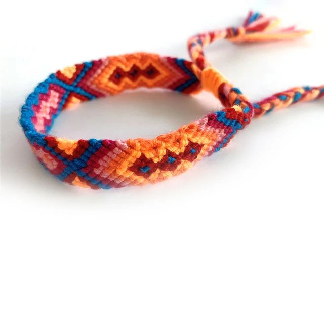 Hot Pink and Orange Loom woven Arrow beaded friendship bracelet – Tower  Creations