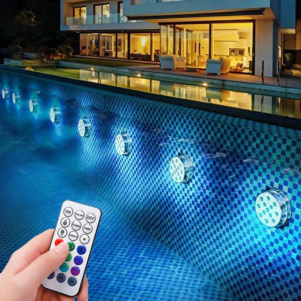 Pool Lights Littobia Submersible LED Lights with Magnet And Suction Cups RF Remote  Easy to Install And Easy Contorl