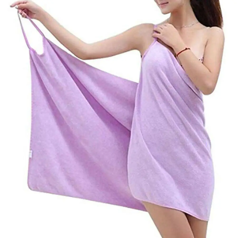 Купальный халат из микрофибры для душа, банное полотенце, купальное платье, юбка - Цвет: Фиолетовый