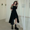 Dress Women Sleeveless Spaghetti Strap Black Slim Irregular A-line Dresses Elegant Streetwear Womens Trendy Sexy Club Wear Party ► Photo 2/6