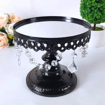 

1pcs 8inch new tray black cake stand mirror wedding cake decoration tools cupcake party baking candy plate bakeware