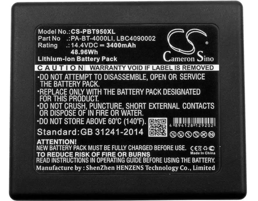 Cameron sino 3400 мА/ч, батарея для BROTHER P touch P 950 NW RuggedJet RJ 4030 PA-BB-001 PA-BB-002 PT-D800W PT-E800T/TK TD-2120N