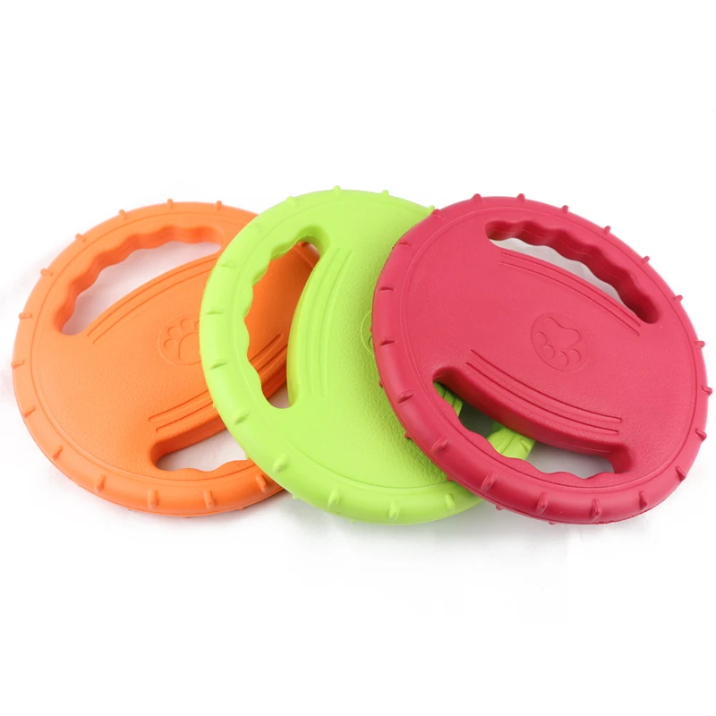 Vivifying Dog Flying Disc 2 Pack 15cm Natural Rubber Floating Flying Saucer for Both Land and Water Green+Orange 