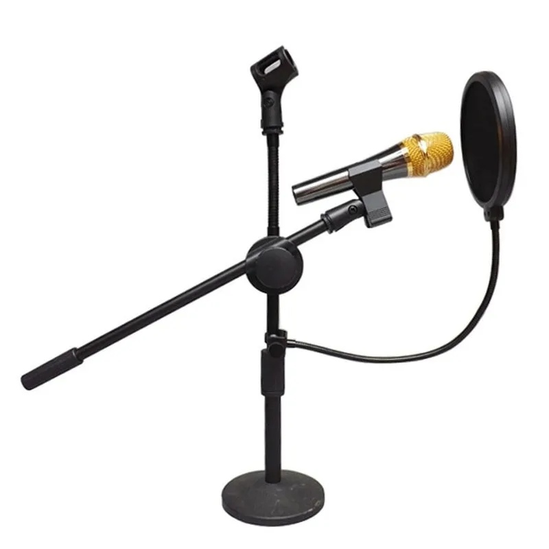 Microphone Pop Filter Large Double-Layer U-Type Microphone Recording with Anti-Spray Network/ Studio Clamp Microphone Windscreen for Speaking Studio Singing