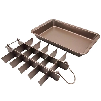 

Non-stick Square Durable Brownie Professional Baking Tray Removable Divider Practical Carbon Steel Solid DIY Slicer