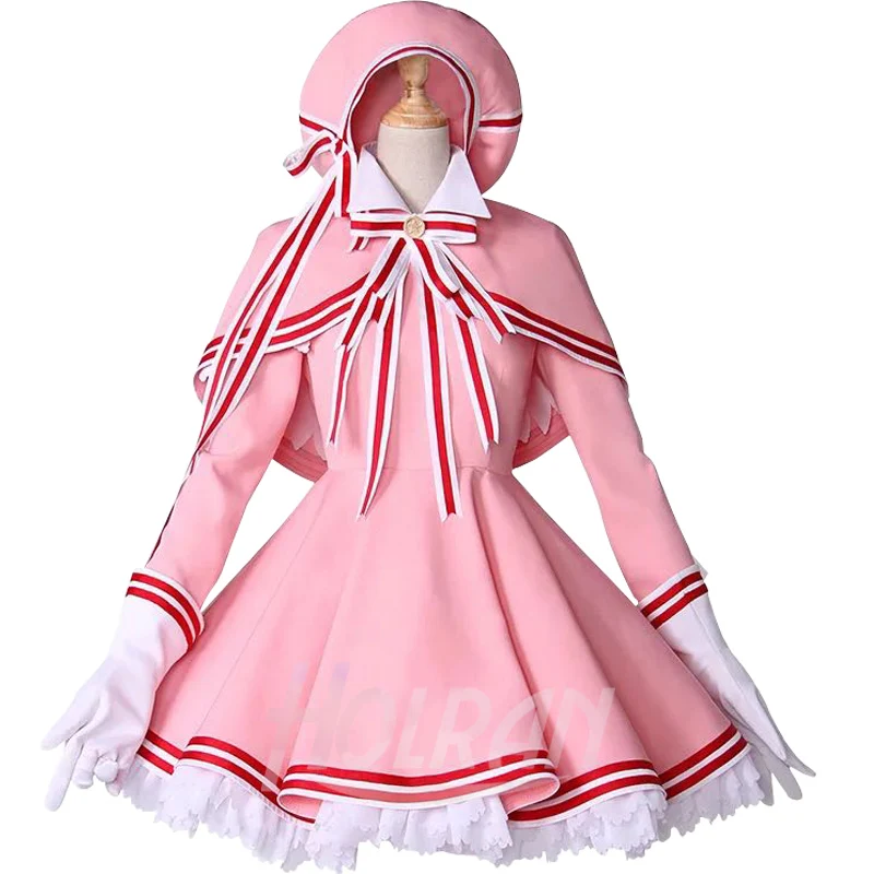 Anime Card Captor SAKURA Cosplay Halloween party KINOMOTO cos Pink lolita dress halloween costume suit custom |