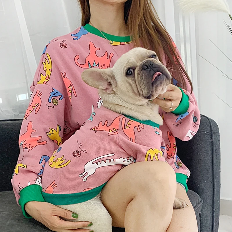 Pet комплекты одежды для собак Одежда для родителей и ребенка хлопковая собачка одежда французский одежда для бульдога для толстовка с капюшоном для собак Одежда для домашних животных