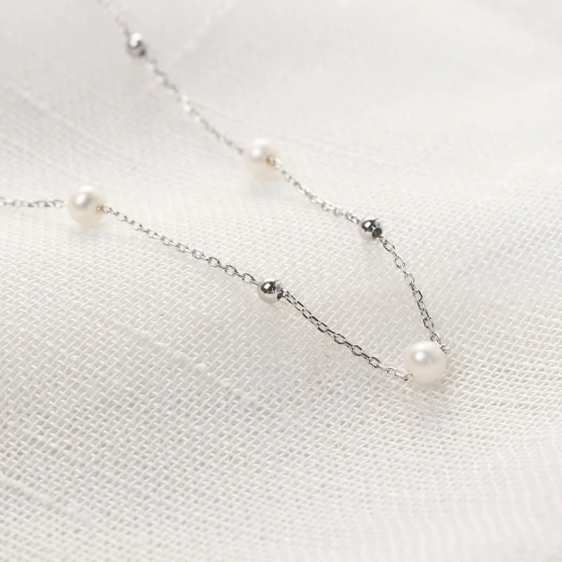 Пресноводный чокер из жемчуга Настоящее серебро 925 проба очаровательные женские минималистское Ожерелье Элегантные женские ювелирные изделия Collares de Moda