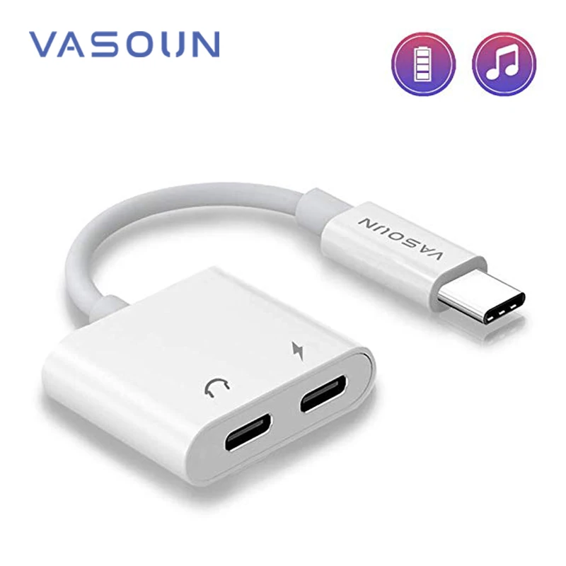 VASOUN USB C Splitter Adapter Earphone Charging 2 in 1 Dual Audio Cable Fast Charge USB C Adapter Headphones Adapter Converter