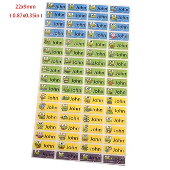 

100PCS Cartoon Frog Pattern Custom Name Sticker Waterproof Personal Label Children Label Day Care Scrapbook School Stationery