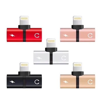 

Mini Metal 2 in 1 Adaptor Audio Charging Connector for iPhone X XR XS 11 Pro Max 7 8 Plus Music Earphone Jack Adapter Converter
