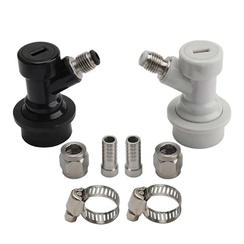 

EASY-Thread Ball Lock Keg Disconnect Set with SS 1/4 inch Barb Swivel Adapters,Liquid & Gas with 1/4 inch MFL