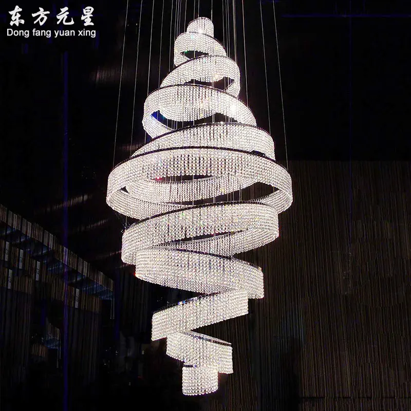 

Modern LED Crystal Chandelier Lamp Living Room Bedroom Fixtures Stairs Suspended Lights Restaurant Hanging Lighting Luminaire