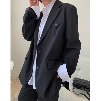 

Autumn New European and American Fashion Blogger Style Stylish Silhouette Suit Jacket Loose Slimming Wide Shoulder Suit Women's