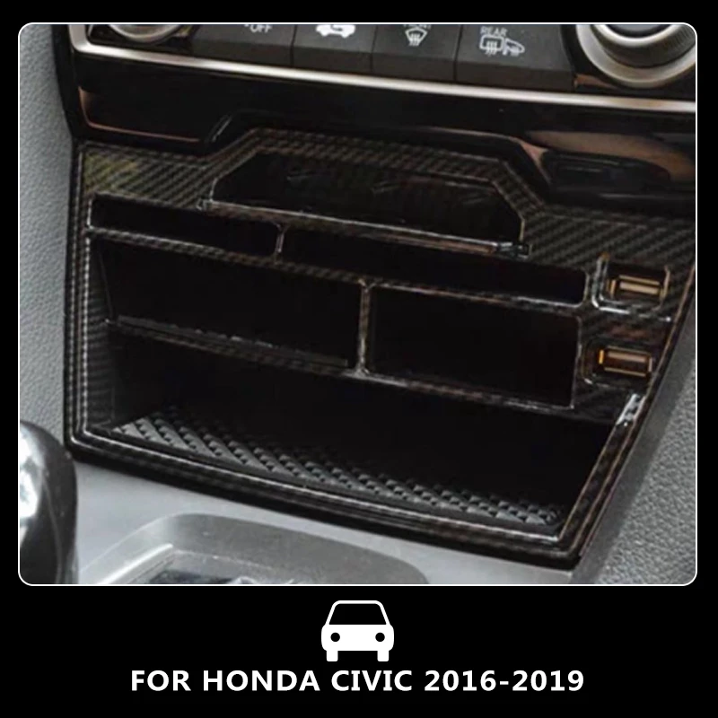 Pcmos ABS углеродное волокно внутренняя консоль коробка для хранения с USB для Honda Civic- интерьерные аксессуары для укладки