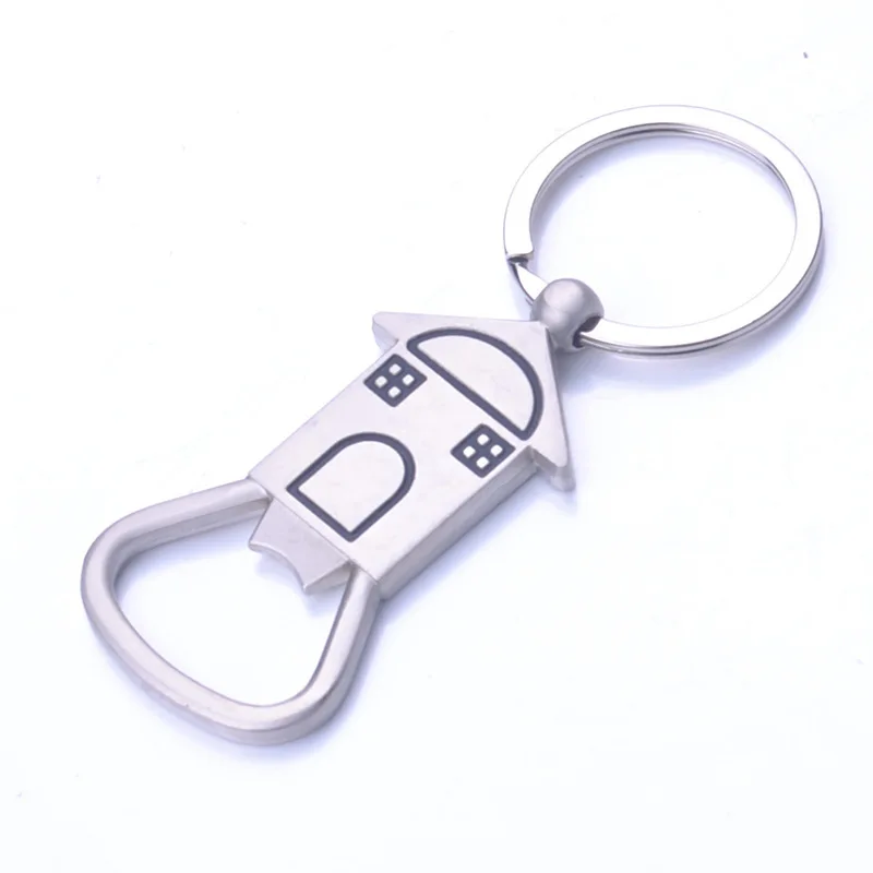 Металлическая креативная открывалка для бутылок брелок домик с кольцом для ключей, активности в сфере бизнеса, небольшие подарки, надпись, подарок