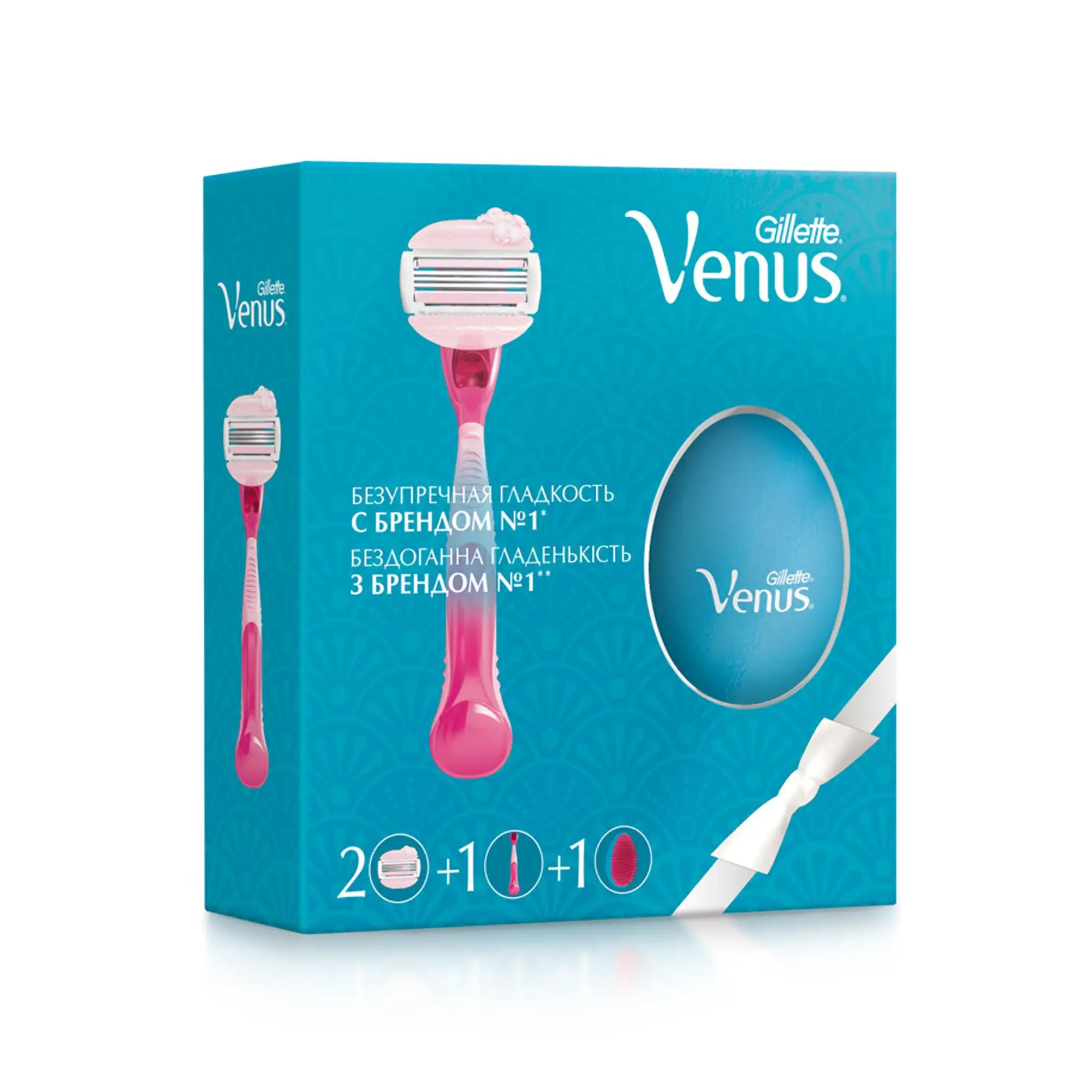 선물 세트 Venus SPA Breeze (탈착식 카트리지 2 개 + 빗 2 개 포함 면도기), 면도날, 질레트, 면도기