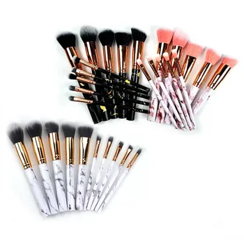 

10pcs Set Of Makeup Fan Brushes Marble For Face Eye Cosmetic Powder Foundation Eye Shadow Cosmetics Soft Professional Eyebrows